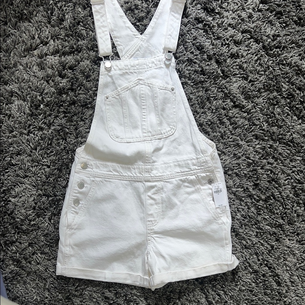 Old Navy White Denim Short Overalls